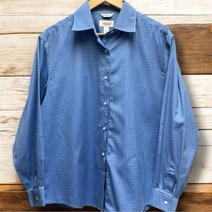 Women’s Blue with White Check Pattern Talbot’s Button-down‎ Top